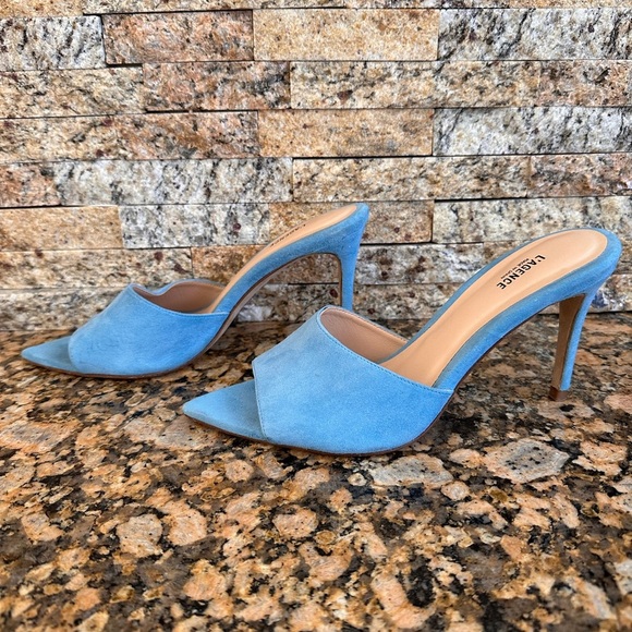 L'AGENCE  LOLITA OPEN TOE MULES  OCEAN SUEDE - Picture 7 of 12